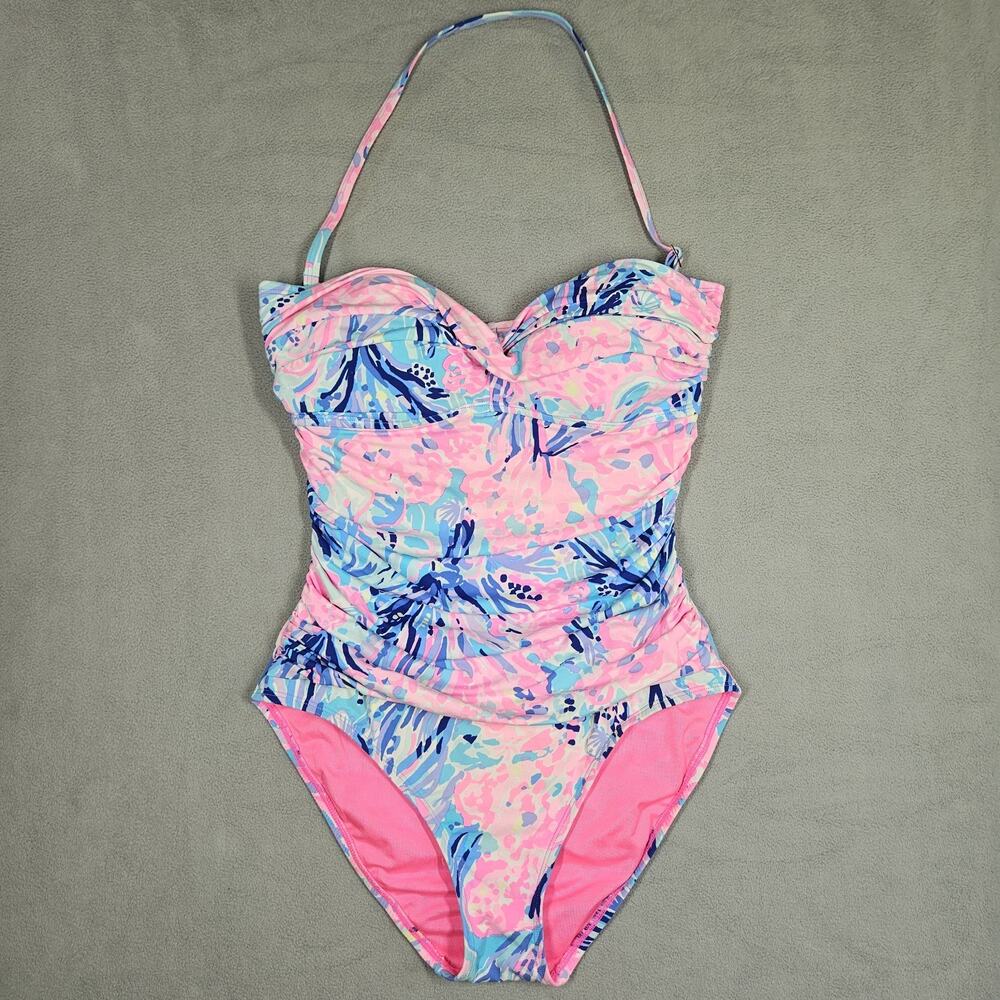Lilly Pulitzer Flamenco‎ One Piece Swimsuit Womens 6 Seashells Fan Sea Pants